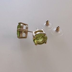 Kate Spade Large Green Crystal Stud Earrings. Basket setting. Worn once.